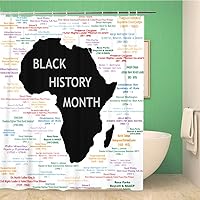 60x72 Inches Shower Curtain Raster for Black History Month Including Names Time Periods Waterproof Polyester Fabric Bath Bathroom Curtain Set with Hooks