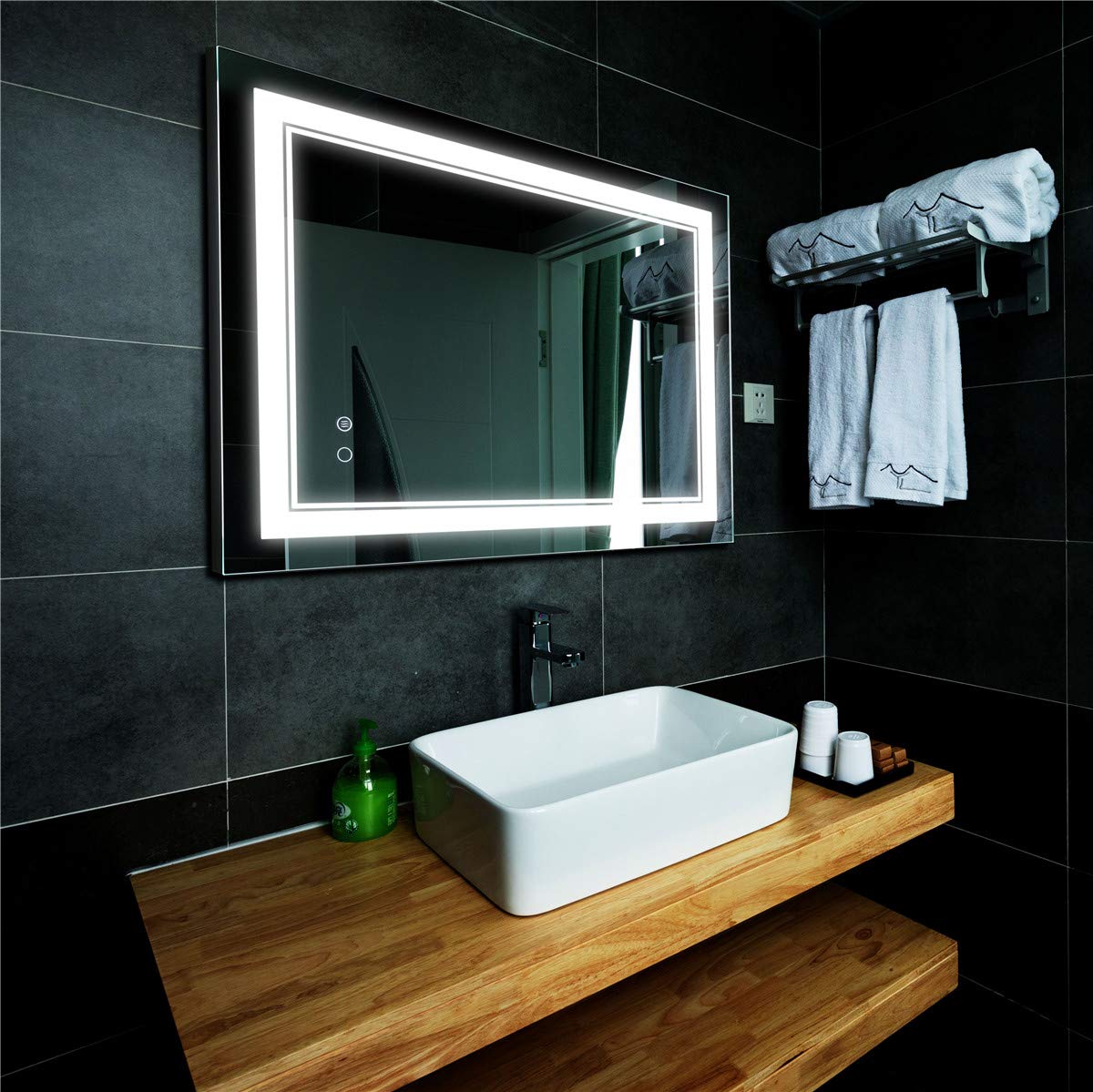 LED Bathroom Mirror Wall-Mounted Vanity Mirror with Anti Fog,Dimmable Waterproof Smart Touch Button Makeup Mirror with Lights Vertical & Horizontal...