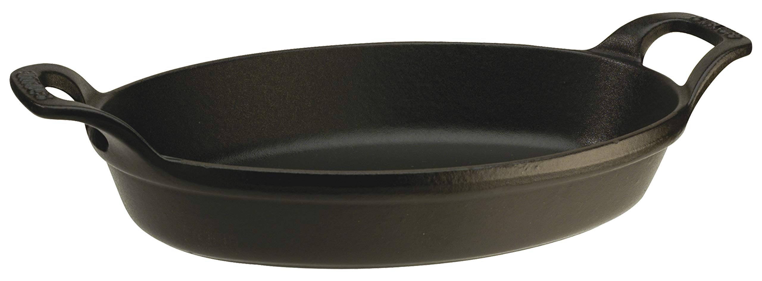 Staub 40508-283 Oval Stackable Dish, Black, 14.6 inches (37 cm), Cast Enamel, Iron