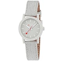 Mondaine Official Swiss Railways Essence Watch | 32 mm Light Grey Recycled Textile with Cork Lining MS1.32170.LK