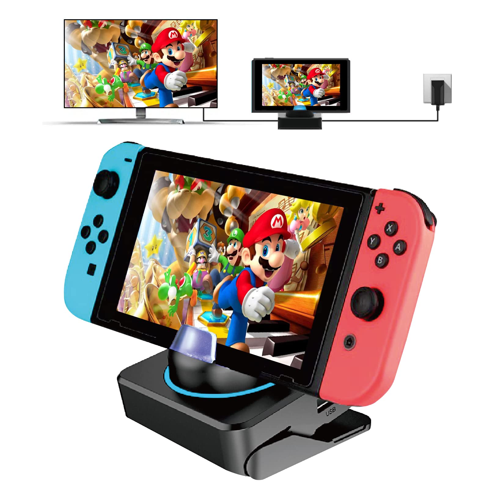 KKF Docking Station for Switch, Switch OLED, Charging Dock 4K HDMI TV Adapter Charger Set Replacement Compatible with Official Nintendo Switch Dock (Casting Screen Requires More Than 35W Charging)
