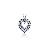 2.00 Ct Round Cut Blue Sapphire & Diamond Heart Pendant for Women's in 14k White Gold Plated 925 Sterling Silver