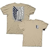Ripple Junction Attack on Titan Men's Short Sleeve T-Shirt Front & Back Graphic Survey Corps Emblem Officially Licensed