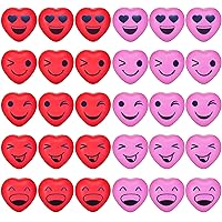 30PCS Valentine's Day Stress Balls,Heart Squeeze Balls,Mini 1.57inch Smile Balls,Face Stress Relief Heart Shaped for Party Favors,Kid Children Gifts,School Giveways,Presents