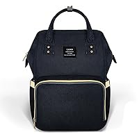 Diaper Backpack Bag Multi-Function Waterproof Travel for Baby Care, Large Capacity (Black)