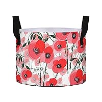 Wildflower Poppy Flower Grow Bags 3 Gallon Fabric Pots with Handles Heavy Duty Pots for Plants Thickened Nonwoven Aeration Plant Grow Bag for Garden Fruits Vagetables Flowers Potato