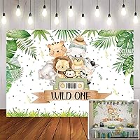 Avezano Wild One Birthday Backdrops Safari Theme First Birthday Party Background Decorations Tropical Jungle Animals 1st Birthday Party Banner Supplies(7x5ft)