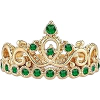 14K Yellow Gold Emerald Crown Ring