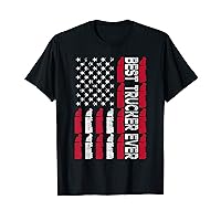 Best Trucker Ever Funny Semi Truck Driver US American Flag T-Shirt