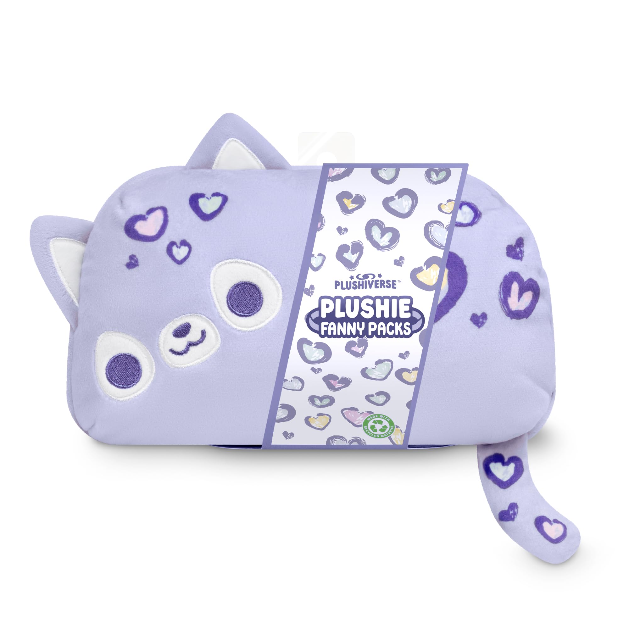 TeeTurtle Plushiverse - Plushie Fanny Pack - Valentine’s Day - Cute Kawaii Purple Leopard - Novelty Hip Waist Crossbody Bag