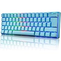 ZIYOU LANG MK21 Portable 60% Mechanical Gaming Keyboard Untra-Compact Type-c Wired with Light Up Chroma LED Backlit Non-Conflict 61 Key TKL Ergonomic for PS4 PS5 PC Mac Windows(Blue/Blue Switch)
