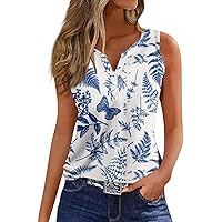 Women Camisole Tops, Tank Top for Women Summer Sleeveless Vneck Henley Tops Beach Vacation Shirt