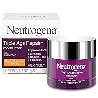 Triple Age Repair Anti-Aging Daily Facial Moisturizer with SPF 25 Sunscreen & Vitamin C, Firming Anti-Wrinkle Face & Neck Cream for Dark Spots, Glycerin & Shea Butter, 1.7 oz