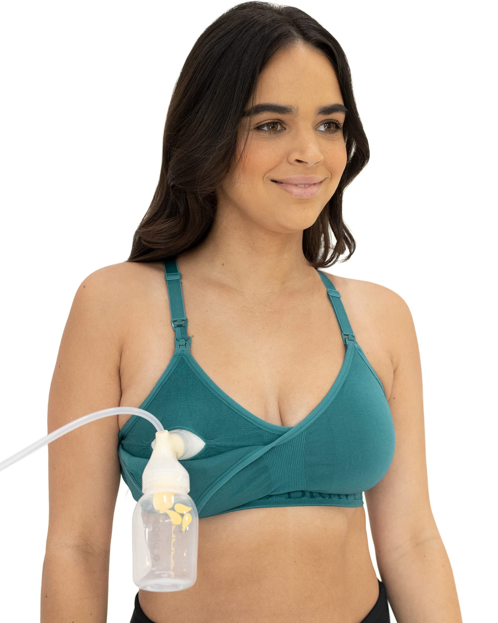 Kindred Bravely Hands Free Pumping Sports Bra (Teal, X-Large) & Organic Washable Breast Pads Bundle