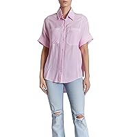 O A T NEW YORK Women's Luxury Clothing Oversized Boxy Fit Short Sleeve Shirts with Button Closure