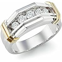 2.50Ct Round Cut Diamond Wedding Band Pinky Ring for Men 14K White Gold Finish
