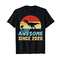 Three 4yr BDay Son Boy Dinosaur 2020 4th 4 Year Old Birthday T-Shirt