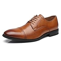 Mens Leather Updated Classic Cap Toe Oxfords Lace Dress Shoes