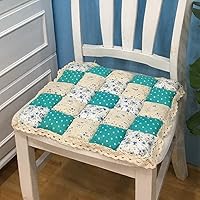 Square Chair Pad Kitchen Patchwork Chair Washable Country Cushion Soft Pad with Ties Cozy Floral Chair Pad with Lace Trim for Dining Room Furniture Seat Non Slip Chair Mat Office Chair, Style C