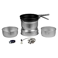25-3 Ultralight Camping Cookset | Includes: Gas Stove, 2 Pots, 1 Frypan, Upper & Lower Windshields, Pot Gripper, & Strap