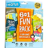 Hoyle 6 in 1 Fun Pack Kids Playing Cards Games Go Fish Crazy 8s Old Maid Slapjack