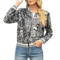 Sequin Blazer for Women Shiny Gradient Color Sequin Open Front Blazer Coat Lapel Long Sleeve Sequin Cardigan Jackets