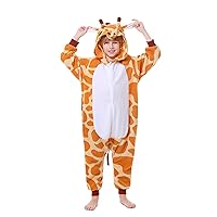Polyster Unisex Child Pajamas Halloween Animal Cosplay Giraffe Costume Chirstmas Anime One-Piece Onesie for Girls Boys 8-10 Years (8(115#), Giraffe Orange)