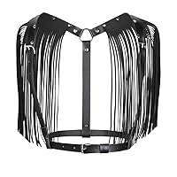 iiniim Men's Adjustable Punk Faux Leather Body Chest Harness Waist Belts with Metal O-rings