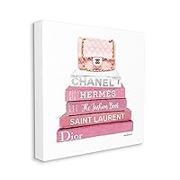 Stupell Industries Pink Book Stack Fashion Handbag, Design by Amanda Greenwood Black Framed Wall Art, 36 x 36