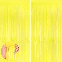 Yellow 2 Pack Metallic Tinsel Foil Fringe Curtains, 3.3x8.3 Feet Yellow Streamers for Party, Door Streamers Party Decorations, Party Streamers for Birthday Christmas Party Decorations