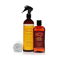 Leather Honey Conditioner and Cleaner Bundle with 8oz Conditioner, 16oz Spray Cleaner with UV Protectant, and Application Cloth