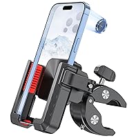 Bike Phone Mount Holder，【Biking & Recording Video】 2024 Universal Motorcycle Phone Mount Bicycle Phone Mount Handlebar Cell Phone Clamp for Scooter, Compatible with iPhone 15 Pro Max Samsung