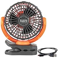 Klein Tools PJSFM1 Cordless Rechargeable Fan with USB-C Charging Cord and Multiple Mounting Options Perfect for the Jobsite