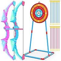 2 Pack of Kids Bow and Arrow Set, Light Up Archery Toy Set with 14 Suction Cup Arrows & Standing Target, Perfect Kids Indoor and Outdoor Toys Birthday Gifts Ideas for 4 5 6 7 8 9 10 Year Boys Girls