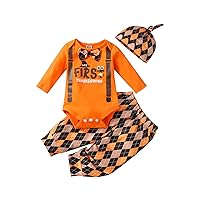 Fleece Outfit Baby Boy Thanksgiving Infant Newborn Baby Boys Girls Long Sleeve Letter Cartoon Name (Orange, 6-9 Months)