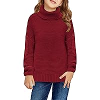 Dokotoo Girls Turtleneck Sweaters Kids Long Sleeve Chunky Knit Pullover Sweater Tops