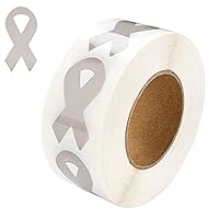 Small Gray Ribbon Awareness Stickers - Perfect for Parkinson’s Disease, Brain Cancer, Asthma, Allergy, Diabetes Awareness, Events Decoration and Fundraisers (1 Roll - 250 Stickers)