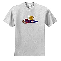 3dRose Funny Bitcoin Cryptocurrency on Rocket Ship Money Investing Cartoon - T-Shirts (ts_341519)