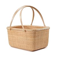 Basket Personal Tote Fruit Plates Storage Basket, Desktop Organizer, Woven Rattan, Chinese Traditional Handicrafts, Casual Style, Natural Environmental Protection