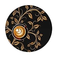 Black Round 14 Inch Fall Table Mates 1 Pack Golden Leaf Placemats Set of 1 for Dining Table Wedding Birthday Party Holiday Home Valentines Day Decoration