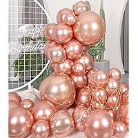 Metallic Rose Gold Balloons Arch Garland Kit 75PCS Shiny Helium Latex Chrome Shiny Different Size Balloon Set for Birthday Anniversary Baby Shower Wedding Party Decorations