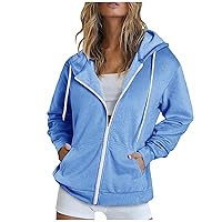 Ceboyel Full Zip Up Hoodies for Women 2023 Trendy Oversized Sweatshirt Fleece Drawstring Jacket Teen Girls Y2K Clothes