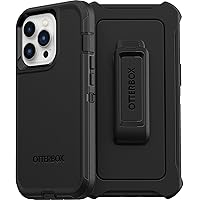OtterBox iPhone 13 Pro (ONLY) Defender Series Case - BLACK, rugged & durable, with port protection, includes holster clip kickstand