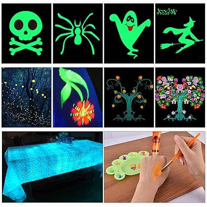 GARYOB Glow in Dark Face Body Paint UV Blacklight Neon Fluorescent 0.34oz Set of 6 Tubes