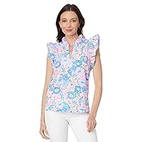 Lilly Pulitzer Women's Klaudie Ruffle Sleeve Cotton Top
