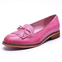 Mona flying Women's Leather Penny Loafer Casual Flat Shoes for Women Ladies