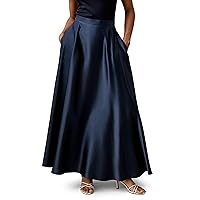 LilySilk 100% 22 Momme Silk Skirt A Line Umbrella Maxi Floor Length Skirt Side Zipper Pleated High Waist Luxury Dress