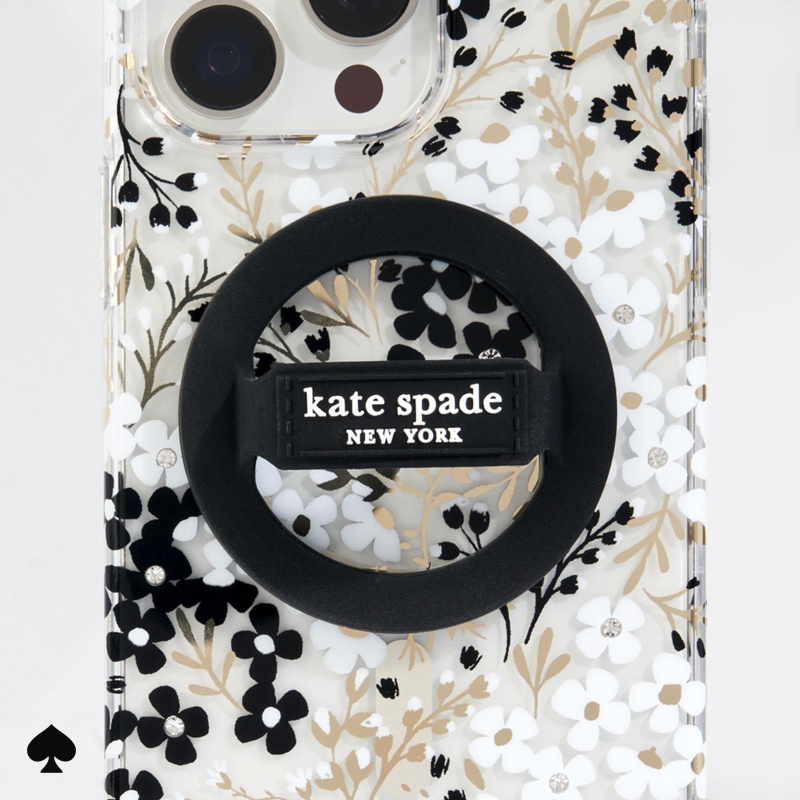 Kate Spade New York Magnetic Phone Loop Grip - Removable and Collapsible - Black