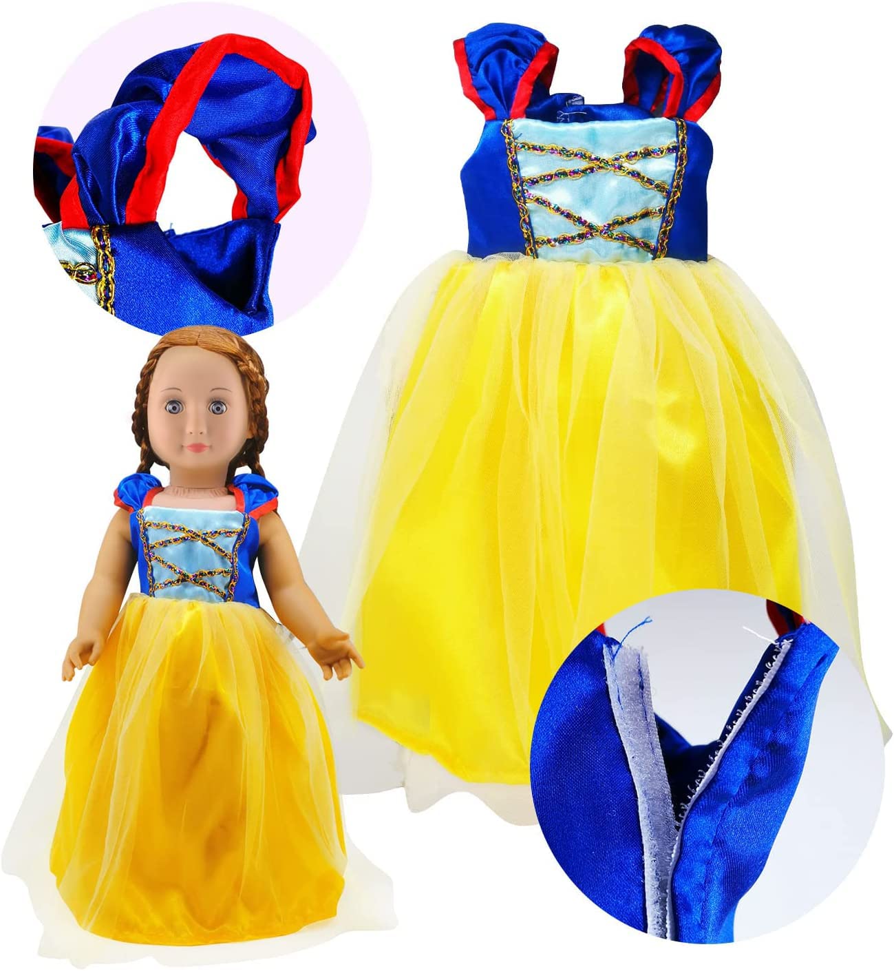 18 inch Doll Clothes ,6Pcs Princess Costume Include Bella,Cinderella,Snow White,Rapunzel,Princess Elsa and Aurora Fits All 18 inch Girl Dolls