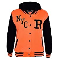 A2Z 4 Kids Baseball Hooded R Fashion NYC Jacket Varsity Style Coat Long Sleeves Casual Fashion For Girls Boys Age 2-13 Years